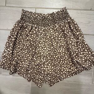 H&M Brown and Cream Smocked Skirt